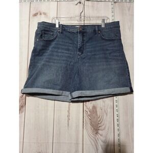 Jessica Simpson Shorts‎ Womens 18 Blue Denim High Rise Rolled Short Stretch